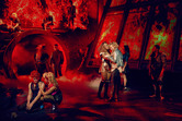 Joelle Moses as Zahara and Glenn Adamson as Strat with the cast of Bat Out Of Hell